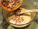 Remove from the mixture from the heat and stir in pecans.